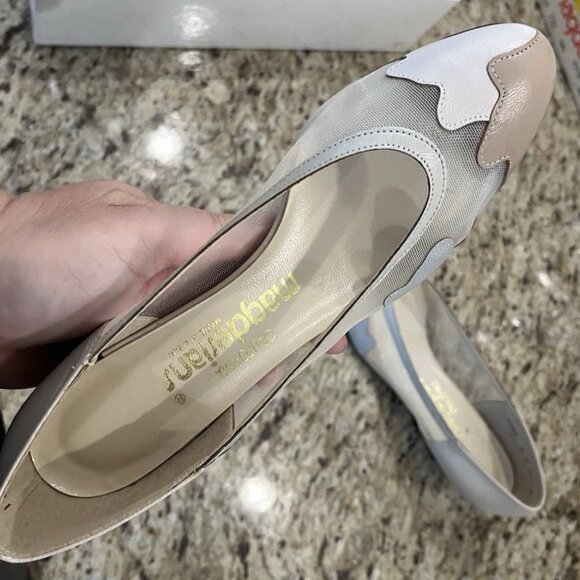 Vintage California Magdesians Women’s Mesh Leather Patchwork Wedge Heels Size 6M - Picture 4 of 14